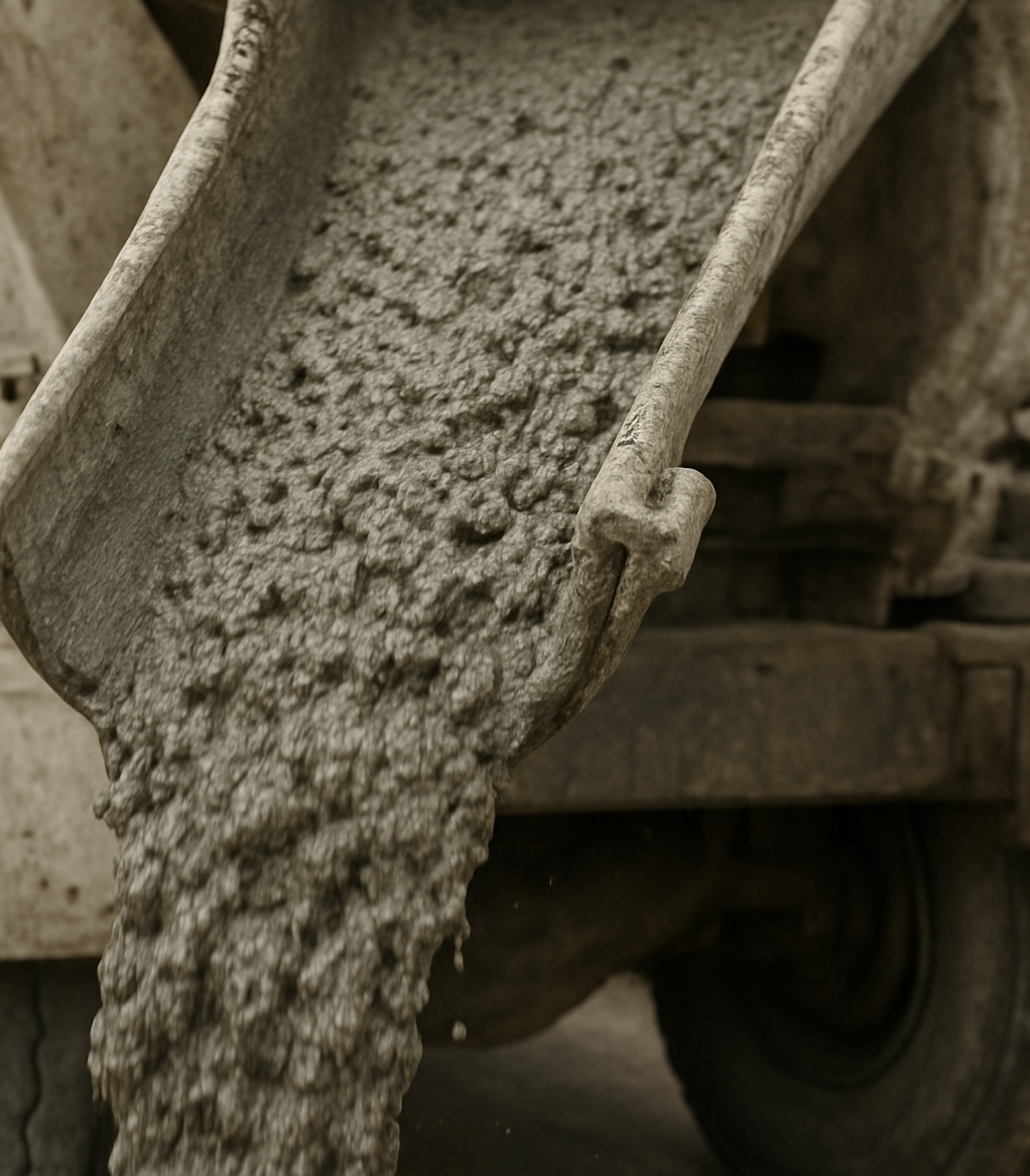 Professional concrete pour in progress